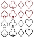 Set of stylized card symbols