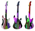 Set of stylized colorful guitars isolated