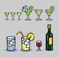 A set of stylized drinks.