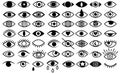 Set of stylized eyes for logos. Eye icon collection. Black and white vector illustration. Tattoo.