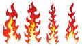 Set of Stylized fire on white background