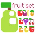 Set of stylized fruits and berries.