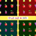 Set of stylized fruits and berries.