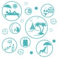 Set of stylized icons of traveler equipment and accessories to r