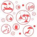 Set of stylized icons of traveler equipment and accessories to r