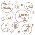 Set of stylized icons of traveler equipment and accessories to r