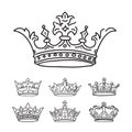 Set of stylized images of the crowns. Vector icons