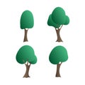 Set of stylized images of trees. Vector design element of the summer landscape.