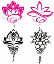 Stylized lotuses Symbol Logo. Vector tattoo Illustration. Style vector illustration Template vector illustration