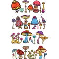 Set of stylized mushrooms