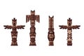 Set of stylized Native American totems. Flat vector Isolated on white background Royalty Free Stock Photo