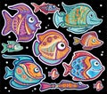 Set of Stylized Ornamental decorative fishes