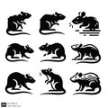 Set of Stylized Rat Silhouettes Royalty Free Stock Photo
