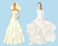 Set of stylized silhouettes of a bride in her weddi