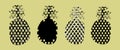 Set of stylized silhouettes of pineapple fruits in doodle style Royalty Free Stock Photo