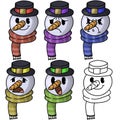 A set of stylized snowmen with different moods . Elements of winter design