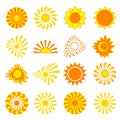 Set of stylized sun over white Royalty Free Stock Photo