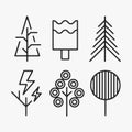 A Set of stylized tree silhouettes. each with a different shape and size Royalty Free Stock Photo