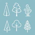 A Set of stylized tree silhouettes. each with a different shape and size Royalty Free Stock Photo