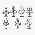 A Set of stylized tree silhouettes. each with a different shape and size Royalty Free Stock Photo