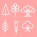 A Set of stylized tree silhouettes. each with a different shape and size Royalty Free Stock Photo