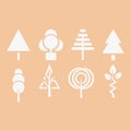 A Set of stylized tree silhouettes. each with a different shape and size Royalty Free Stock Photo
