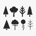 A Set of stylized tree silhouettes. each with a different shape and size Royalty Free Stock Photo