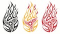 Set of Stylized Tribal Flame Elements in Various Hues, vector design Generative AI Royalty Free Stock Photo