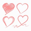 Set of stylized vector pink hearts icons