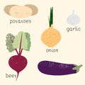 Set of stylized vector vegetables