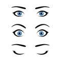 Set of stylized woman`s eyes expressing different emotions