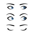 Set of stylized woman`s eyes expressing different emotions Royalty Free Stock Photo
