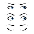 Set of stylized woman`s eyes expressing different emotions