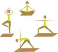 Set of stylized yoga poses.