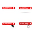 Set of subscribe web button, social media icon vector illustration, internet website symbol, isolated sign Royalty Free Stock Photo