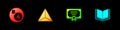 Set Subsets, math, a is subset of b, Geometric figure Tetrahedron, Certificate template and Open book icon. Vector