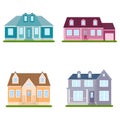 Set of suburban houses, vector illustration