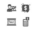 Success business, Payment message and Sale icons. Calculator sign. Growth chart, Finance, Shopping store. Vector