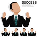 Set of success businessman on transparent background