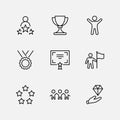 Set of Success Related Vector Line Icon. Contains such Icons as Cup, Ribbon, Star, Winner, Reward and more.Editable