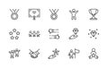 Set of Success Related Vector Line Icon. Contains such Icons as Cup, Ribbon, Star, Winner, Reward and more.Editable