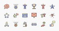 Set of Success Related Vector Line Icon. Contains such Icons as Cup, Ribbon, Star, Winner, Reward and more.Editable