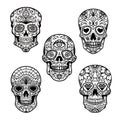 Set of sugar skull isolated on white background. Day of the dead. Design element for poster, card, banner, print.