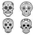 Set of sugar skulls isolated on white background. Day Of The Dea Royalty Free Stock Photo