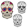 Set of sugar skulls isolated on white background. Day Of The Dea Royalty Free Stock Photo