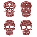 Set of sugar skulls isolated on white background. Day of the dea Royalty Free Stock Photo