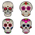 Set of Sugar skulls isolated on white background. Day of the dea Royalty Free Stock Photo