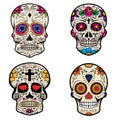 Set of Sugar skulls isolated on white background. Day of the dead Royalty Free Stock Photo