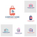 Set of Suitcase with Chat logo design vector. Suitcase logo design template concept Royalty Free Stock Photo