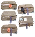 set of suitcases with female and male clothes Royalty Free Stock Photo